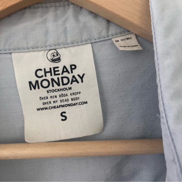 Oversized Tie-Up Light Wash Denim Shirt by Cheap Monday Size Small - Picture 7 of 10